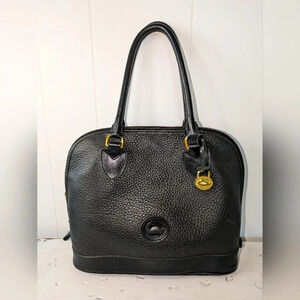 Dooney & Bourke Satchel in Black All Weather Leather Pebbled Vintage Large